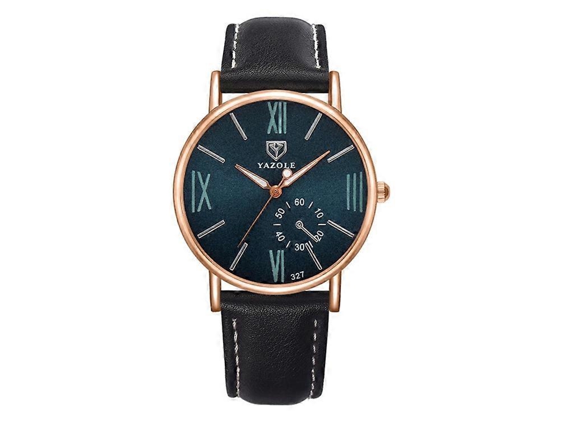 Relógio Feminino Yazole 327 Com Pulseira De Couro, À Prova D'água E Com Detalhes Luminosos.