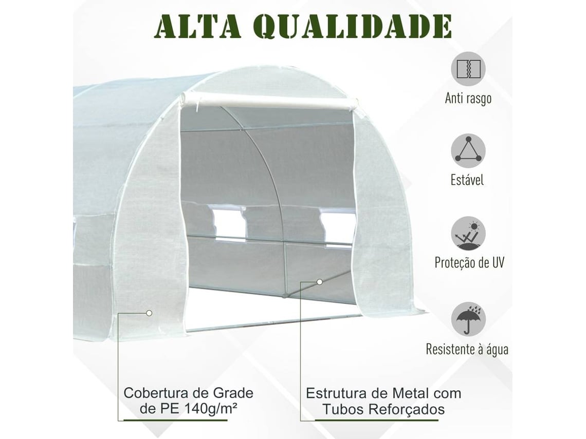 Estufa OUTSUNNY 845 120 Com 8 Janelas Branco 600 X 300 X 200 Cm estufa-outsunny-845-120-com-8-janelas-branco-600-x-300-x-200-cm