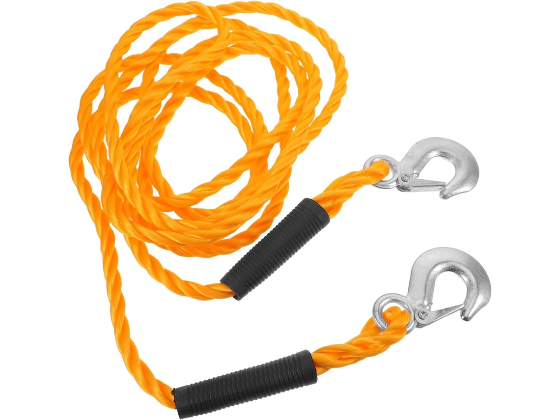 Cinta De Reboque Reforçada Em Nylon Amarelo 14 Mm Com Ganchos Liga Leve E Corda Para Resgate...