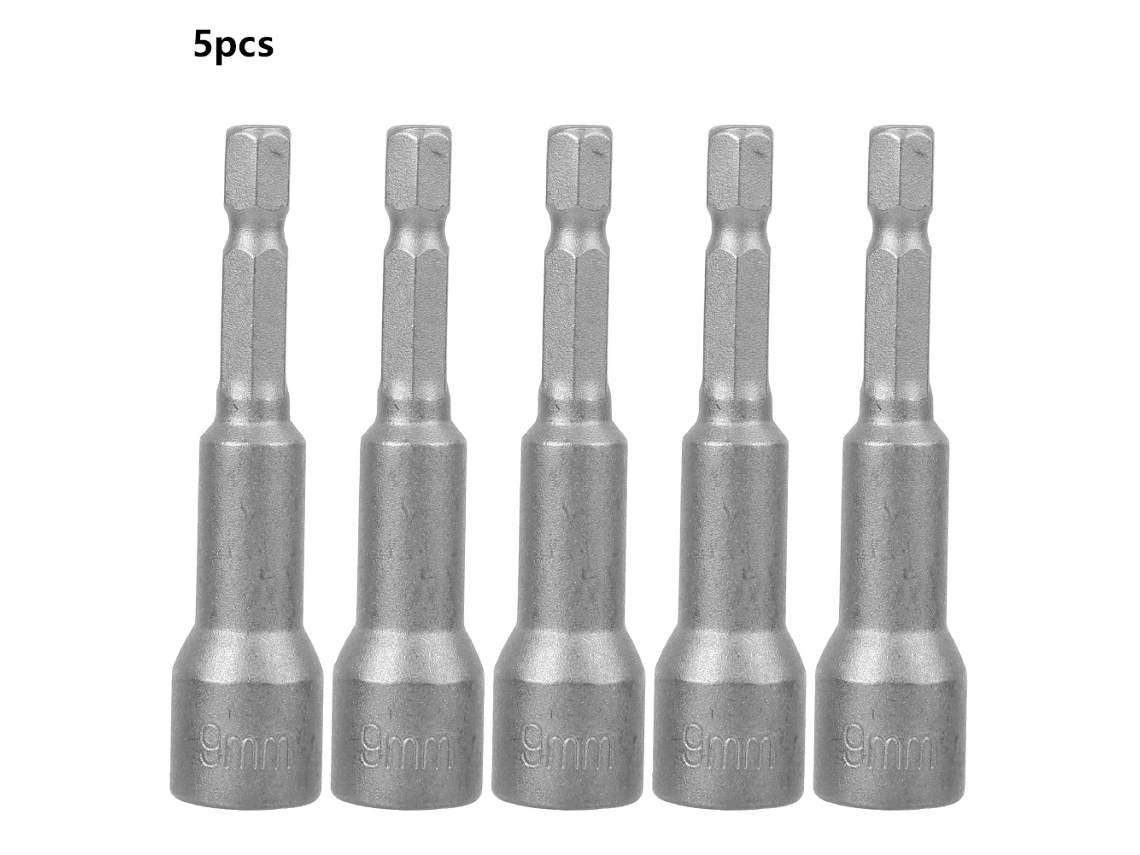 5pcs Adaptador De Broca Magnética De Chave Hexagonal Aço Para Parafusadeira Elétrica 9mm