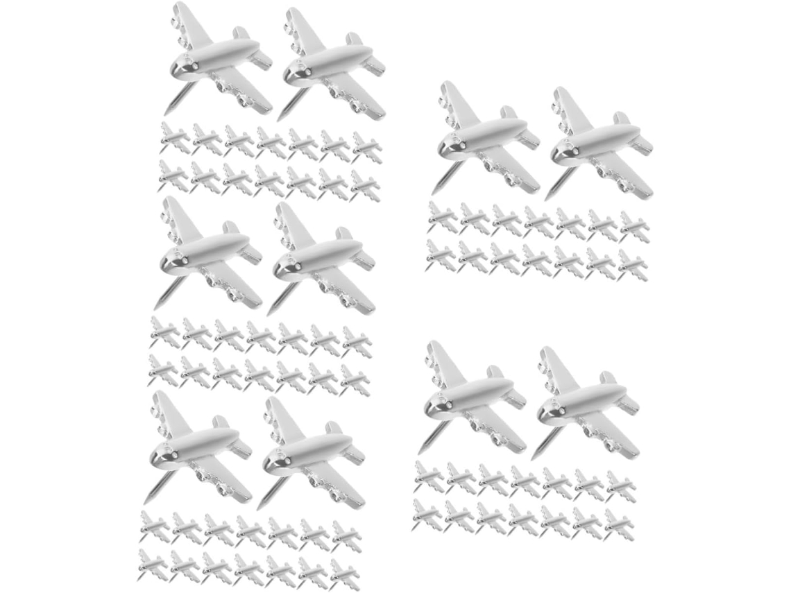 Série 5 Tachinhas De Metal Em Formato Avião Para Decoração Mural,