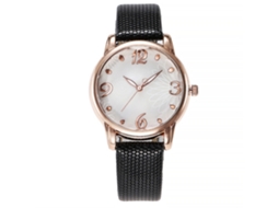 Relógio de Pulso Feminino Vansvar Estilo Simples Pulseira Pu Quartzo Preto