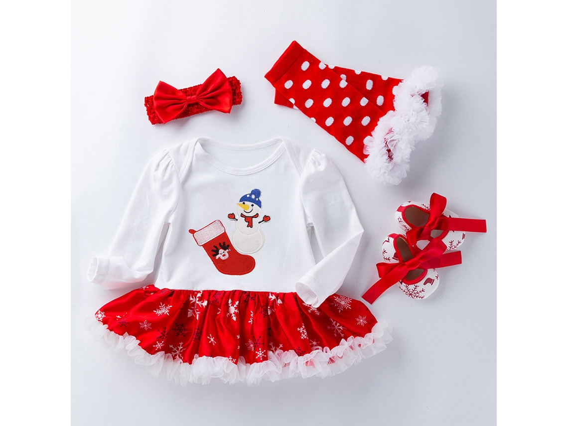 Conjunto de Saia Macacão de Bebê de Roupas de Natal 73Cm