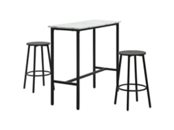 Mesa Alta com 2 Bancos Mdf, Melamina de Madeira e Aço Cor Branco e Preto 100x40x90 cm Homcom