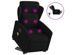 Vidaxl Poltrona Elétrica Elevatória Massagens Tecido Preto