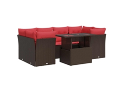 Conjunto de 7 Sofás Jardim com Almofadões Vime Pe/acácia Castanho MAISON EXCLUSIVE (7 pcs)