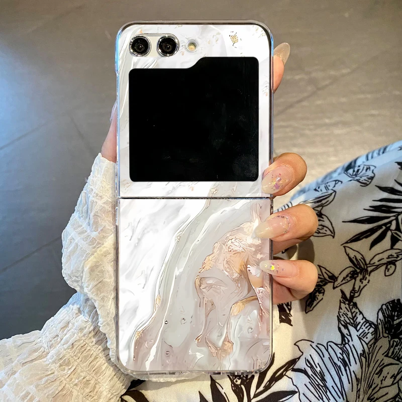 (a629) Capa Para Celular Galaxy Z Flip5 Com Estampa De Mármore