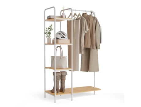 Cabide Bengaleiro NEWLUX Hangy Wood 400 branco com sapateira