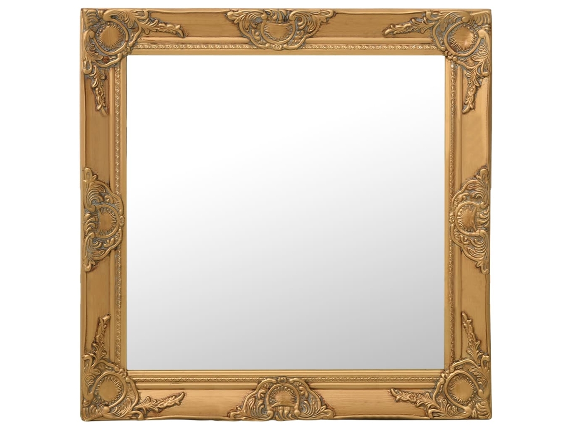 Espelho de Parede Estilo Barroco 60X60 Cm Dourado Decoração
