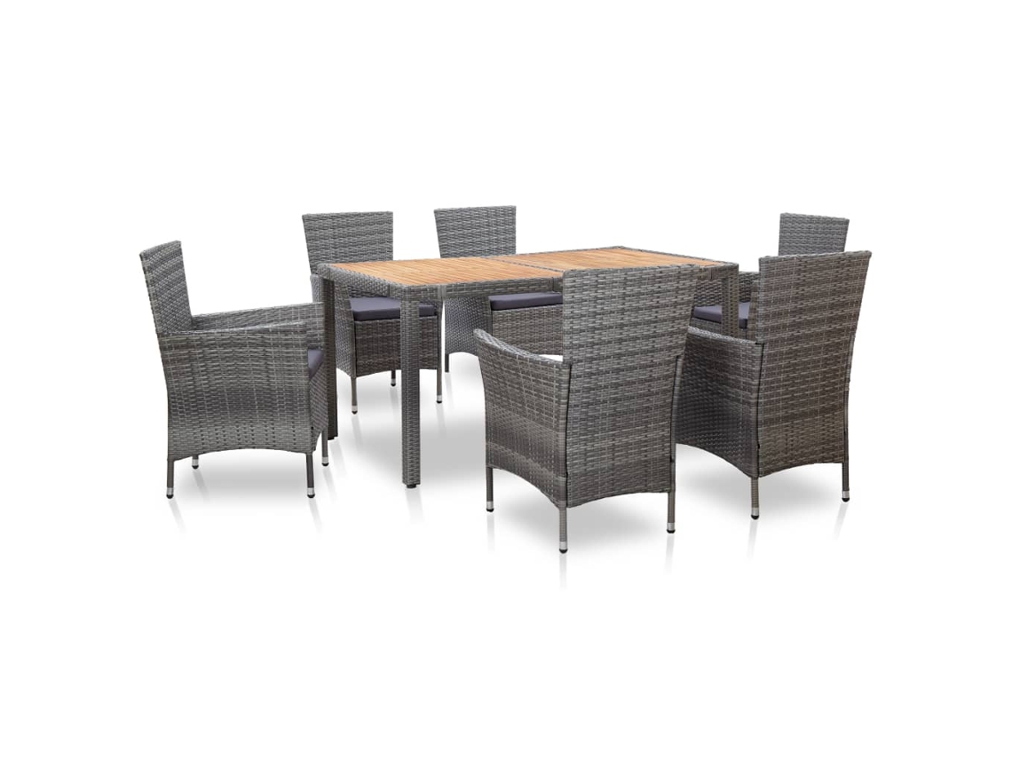 Conjunto 6 Conjunto De Jantar Vidaxl Cinzeto Vime Pe (150 X 90 X 75 Cm)