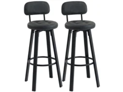 Conjunto De 2 Bancos De Bar, Bancos Altos De Cozinha Giratórios Estofados Em Pu Com Apoio Para Pés, 35,5x43,5x98 Cm, Cinzento Escuro