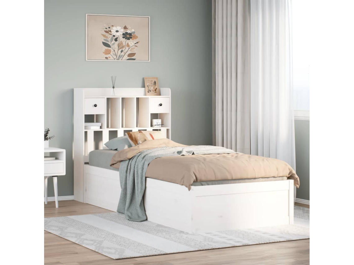 Vidaxl Cama Sem Colchão 90x190 Cm Madeira De Pinho Maciça Branco