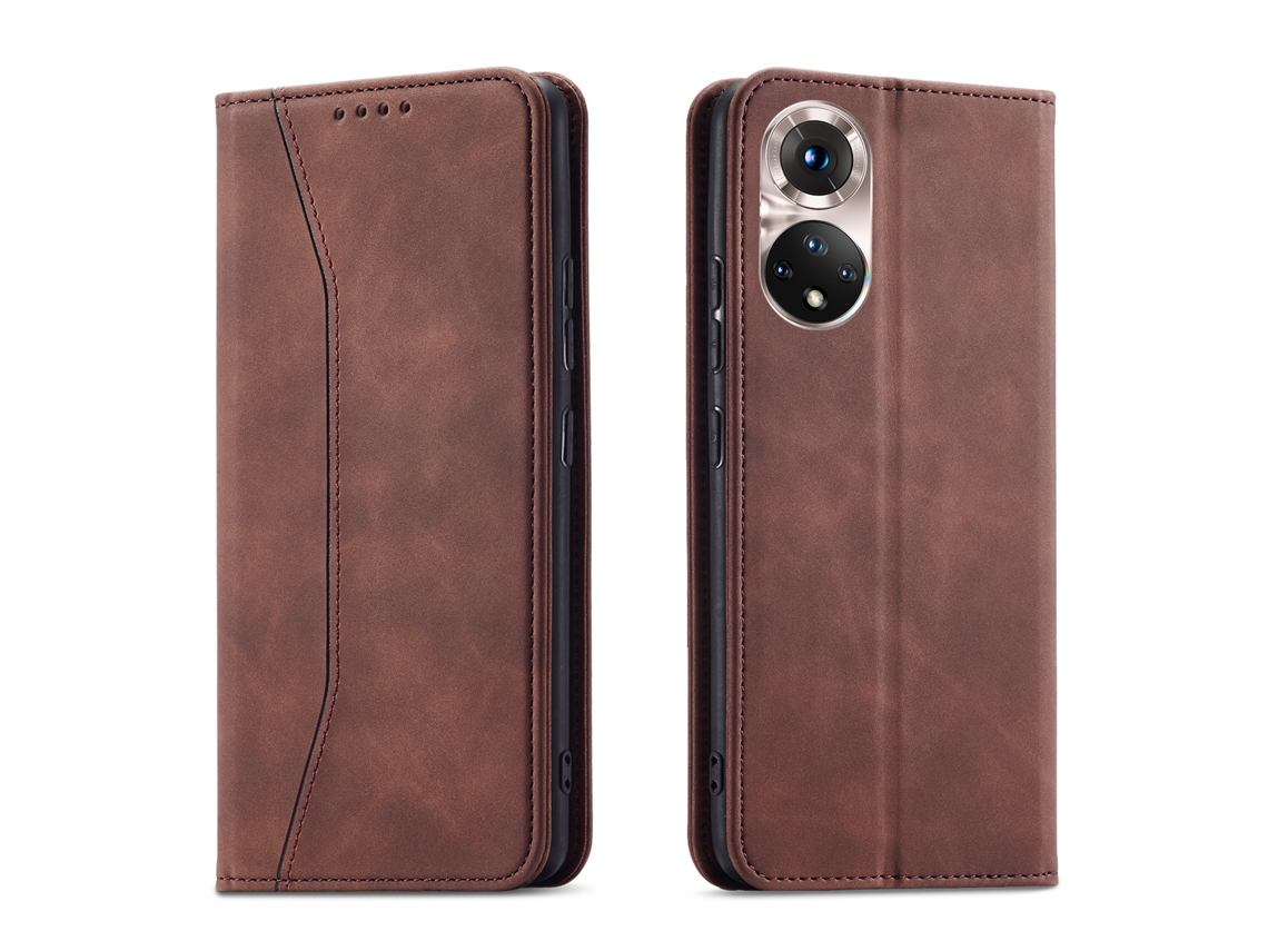 Capa De Couro Para Celular Honor, Compatível Com A Nova Capa Flip Da Huawei.honor 50 Cor De Café
