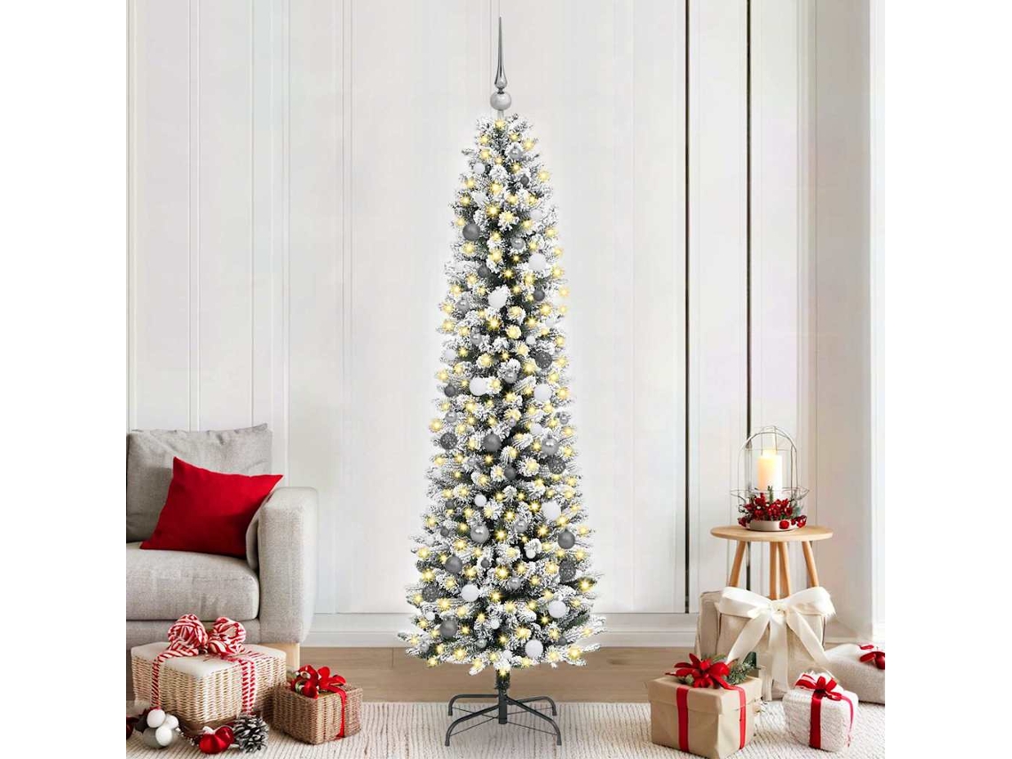 Vidaxl Árvore De Natal Artificial Branco 210 Cm Pvc, Metal E Plástico