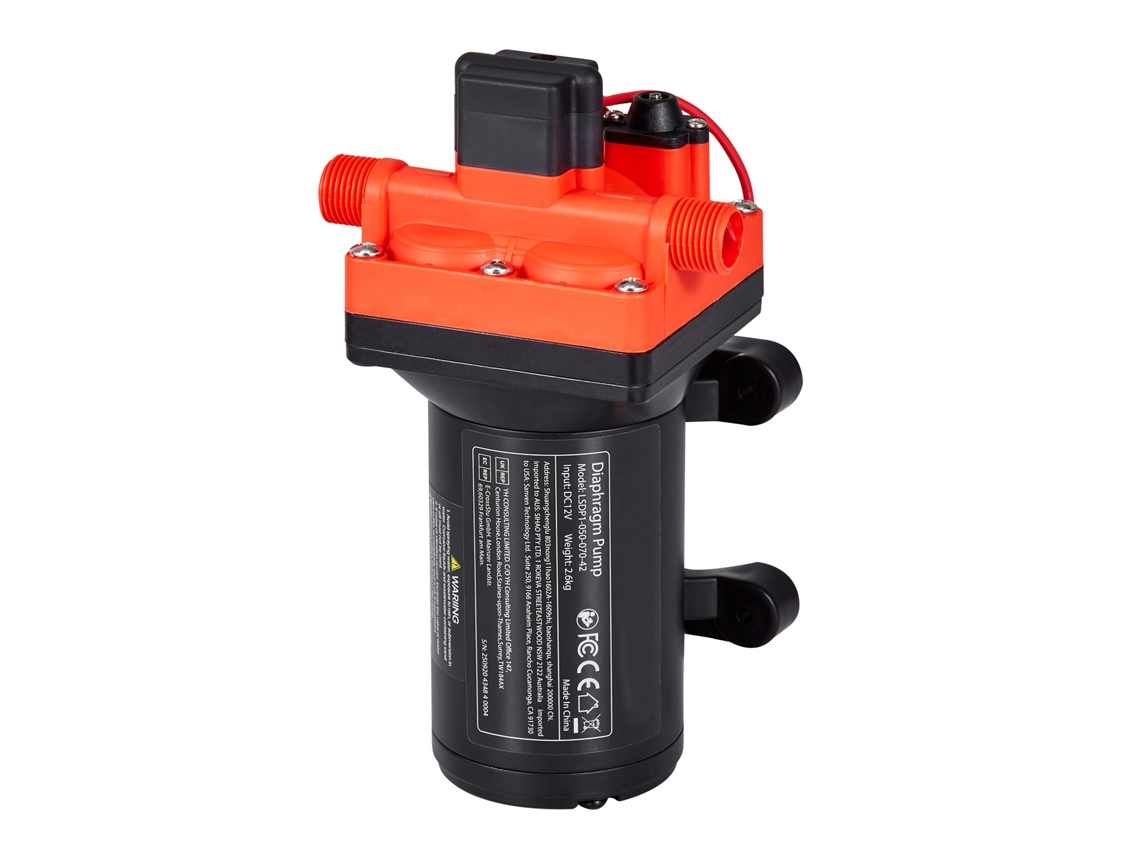 Bomba de Diafragma, 12 V DC, 18,9 L/min, Autoescorvante, 4 Câmaras Com Pressóstato Automático e Pressão 4,8 Bar, Para Autocaravanas, Caravanas