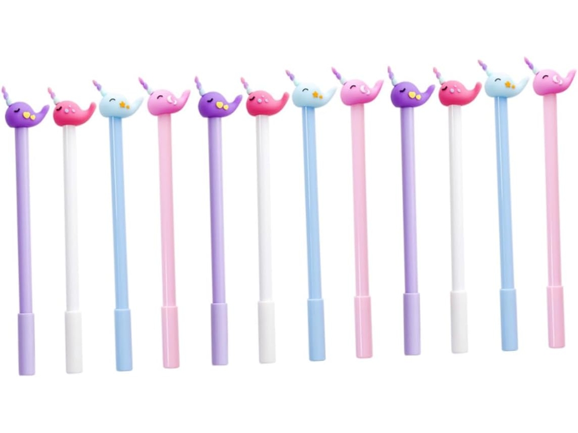 Conjunto De 12 Canetas Em Gel Plástico Veemoon Com Desenho Narval,