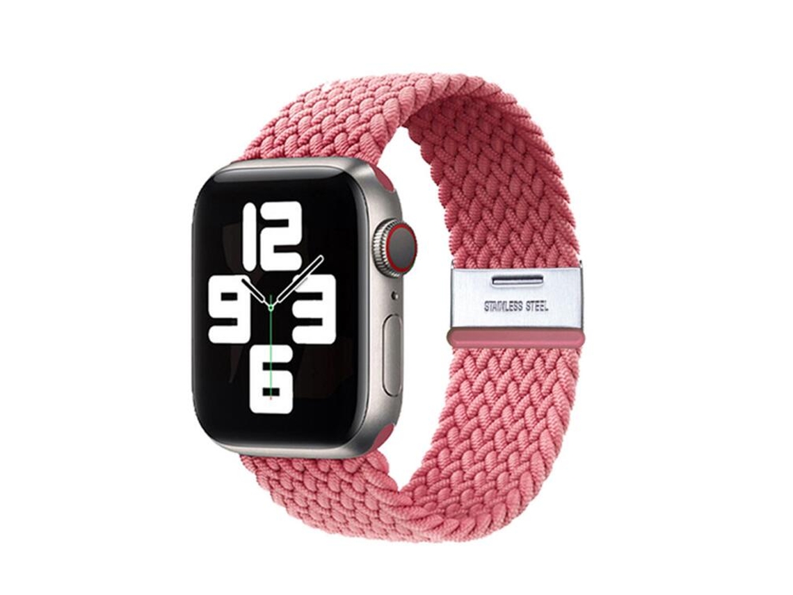Bracelete Pulseira Entrançada Flexível para Apple Watch Series 5 40Mm Rosa
