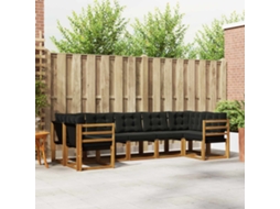 Vidaxl Conjunto De Sofás Para Exterior 7 Pcs Natural E Preto