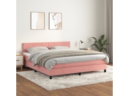 Vidaxl Cama Com Molas/colchão 160x200 Cm Veludo Rosa
