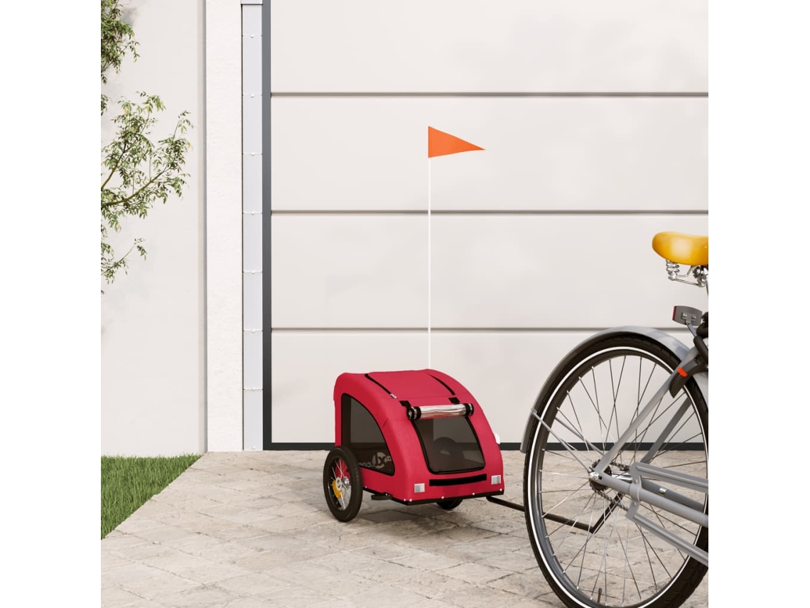 Vidaxl Reboque Bicicleta Animais Tecido Oxford/ferro Vermelho