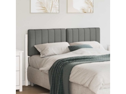 Vidaxl Cabeceira Estofada Com Cabeceira Branco E Cinza Claro 140 Cm