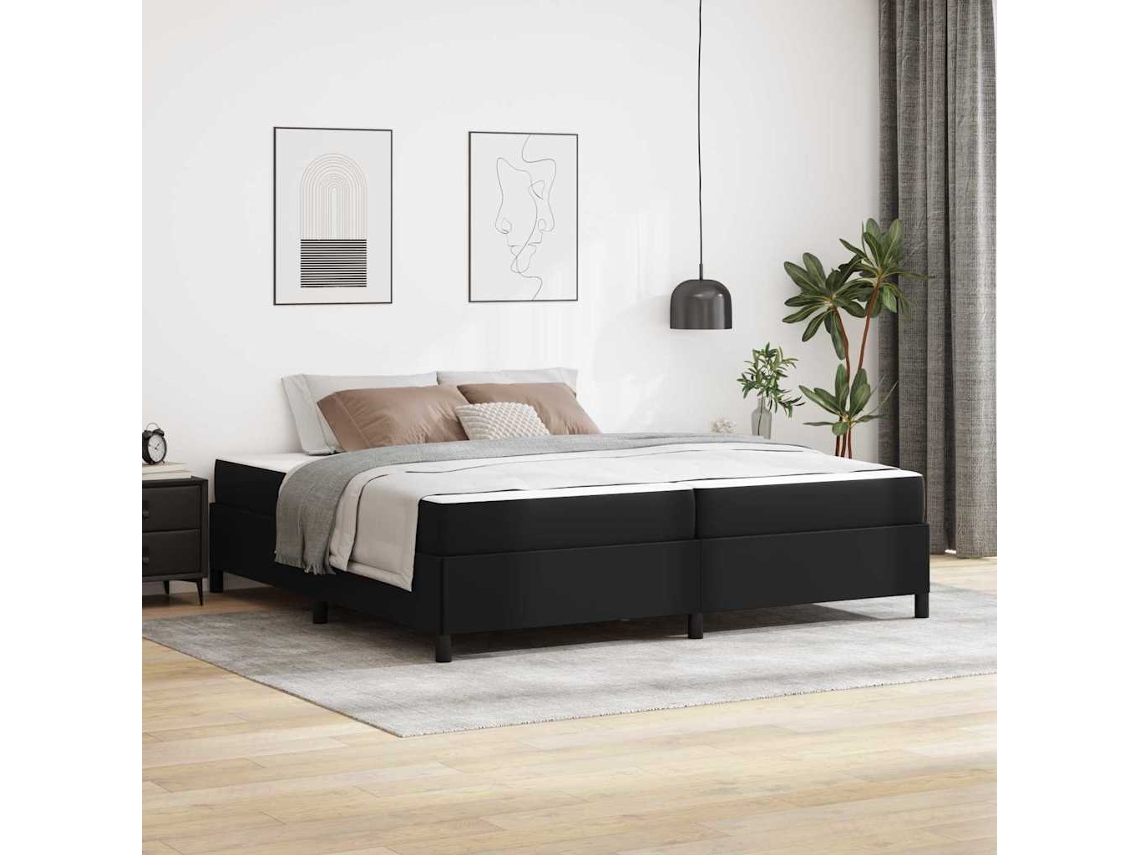 Vidaxl Estrutura Da Cama Com Colchão Preto 200 X 200 Cm Tecido