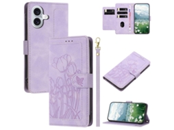 Capa Para Iphone 17 Em Couro Com Tulipas E Cordão.