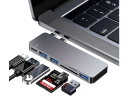 Adaptador de hub USB C para MacBook Pro/Air 2020, 2019, 2018, 6 em 1, compatível com MacBook Slowmoose