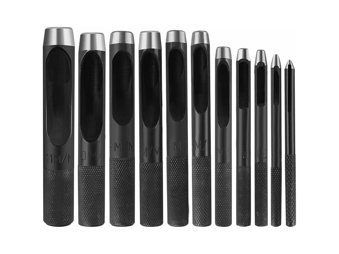 Furador Redondo Oco de Aço para Artesanato em Couro, Ferramenta para Furos Ocos de 1 a 11 Mm para Pulseiras de Couro e Lona. AQUAFORGE