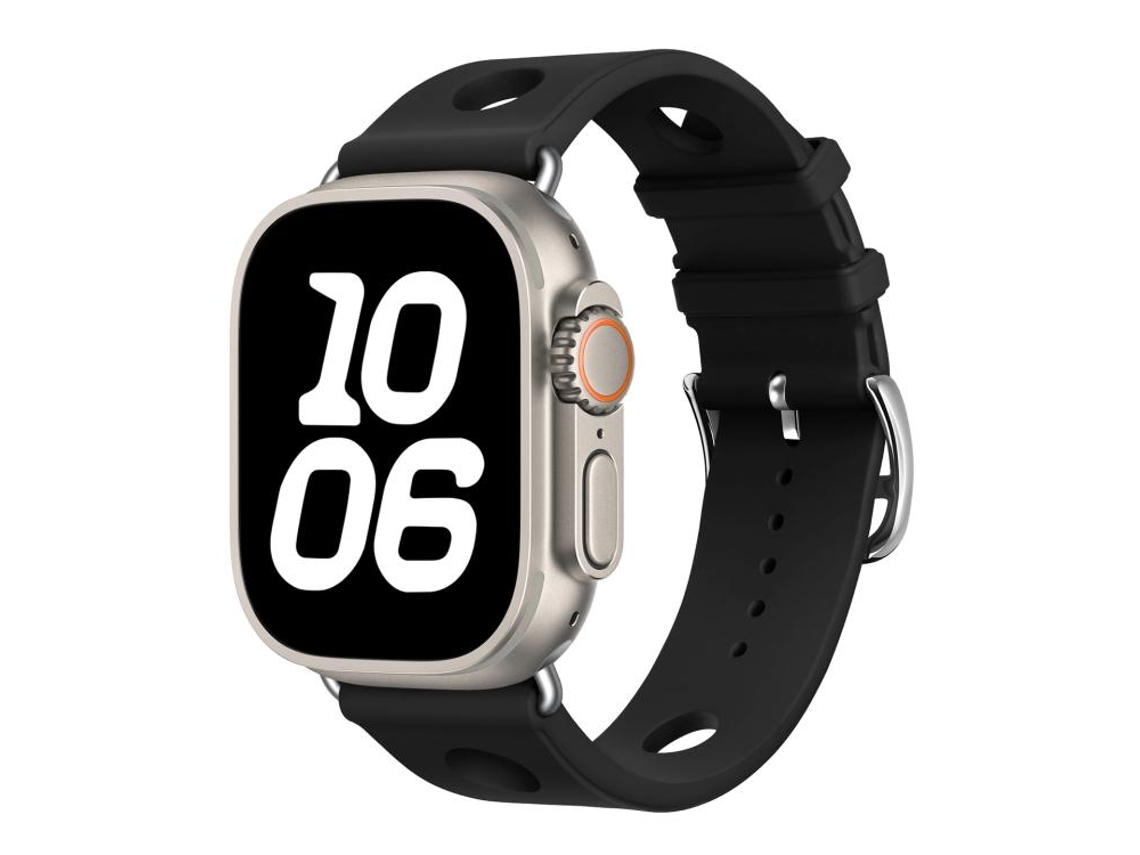 Bracelete Apple Watch Silicone Preto Furos Textura Cáqui XIAOMOYU