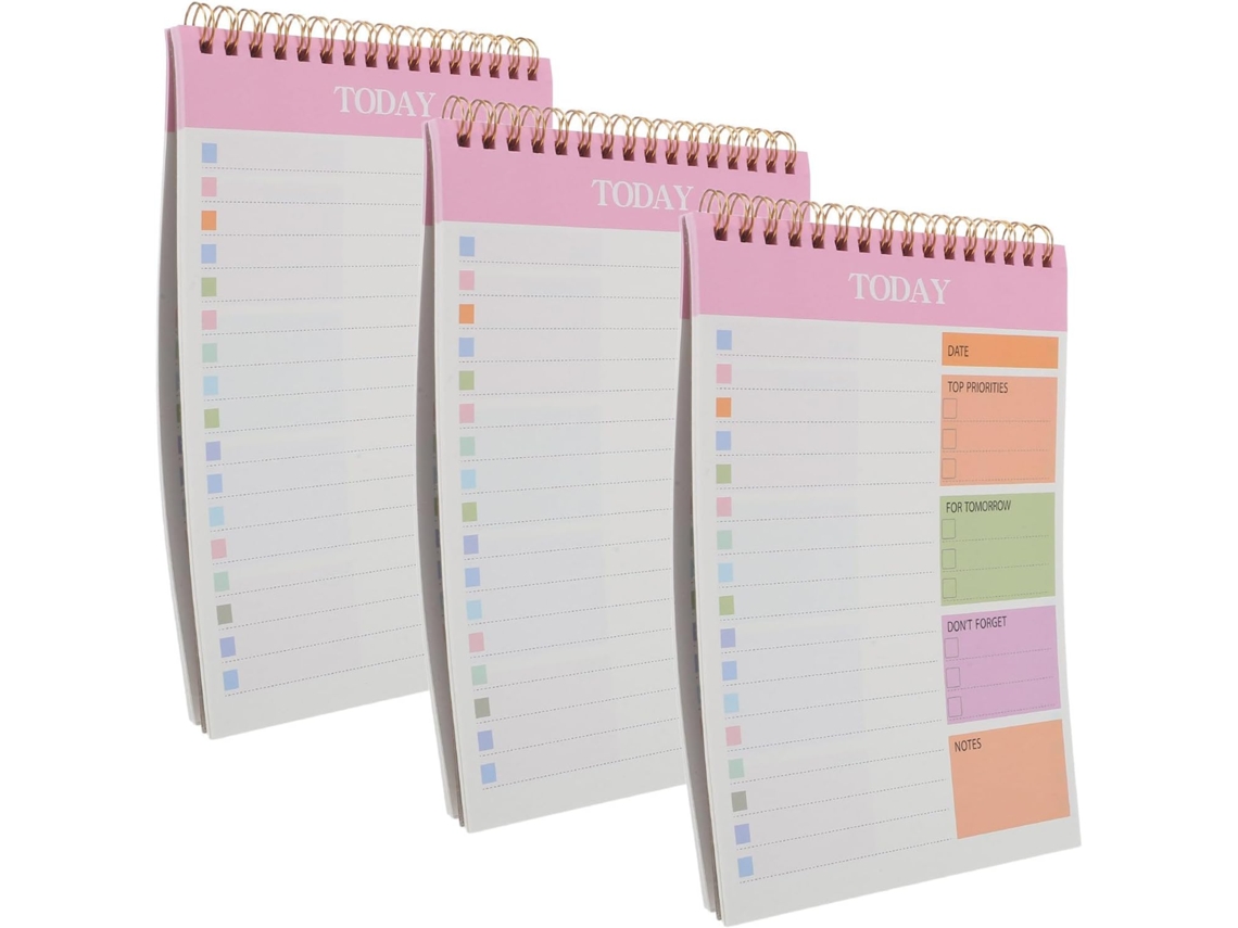 Carnet De Planification À Spirale Rose Com 52 Folhas Destacáveis, Util Léger Em Papel E Metal Para Estudantes