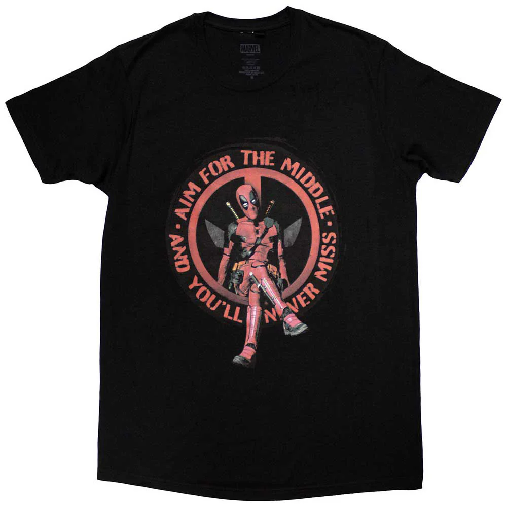 Rockinstone Marvel Comics Deadpool Aim Middle T-shirt Classic（s）