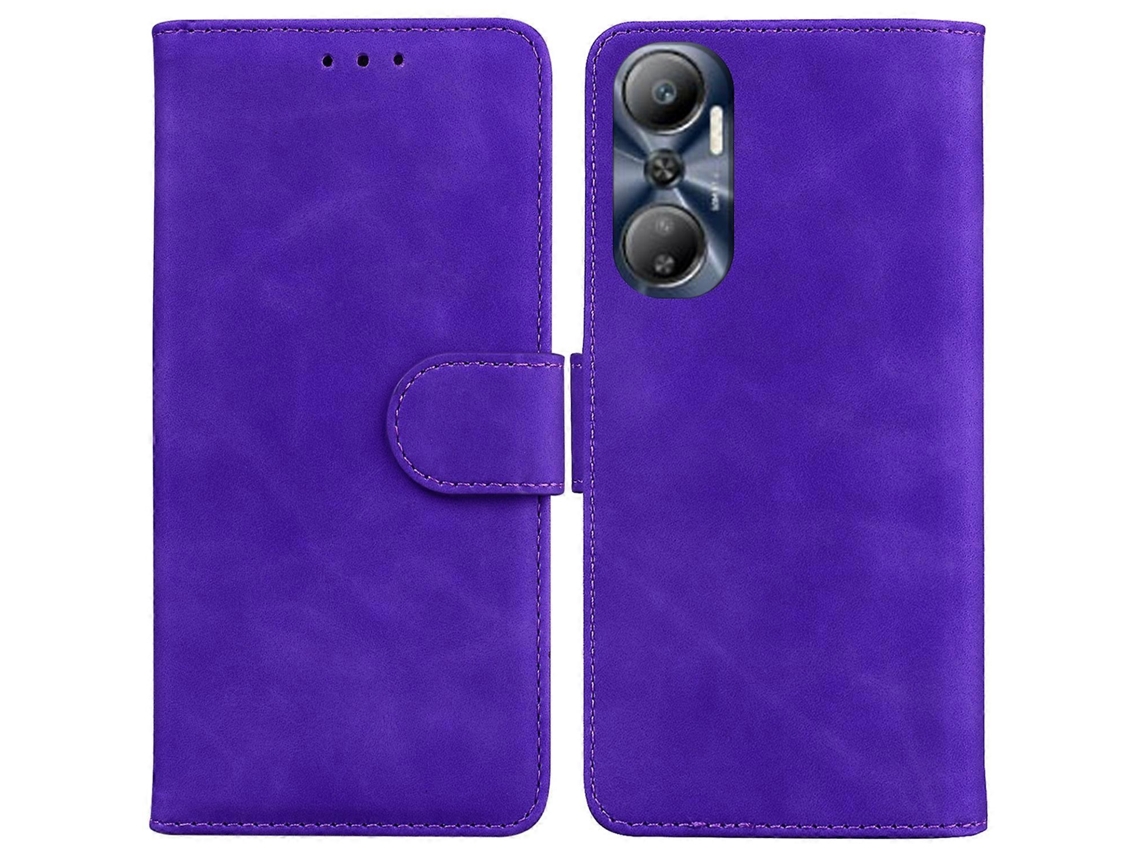 Capa De Celular Flip Em Couro Sintético Com Toque Suave E Cor Pura Para Infinix Hot 20