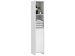 Coluna Casa De Banho Armário Alto De Com Porta 2 Prateleiras Abertas Anti-tombo Estilo Moderno 30x30x160 Cm Branco