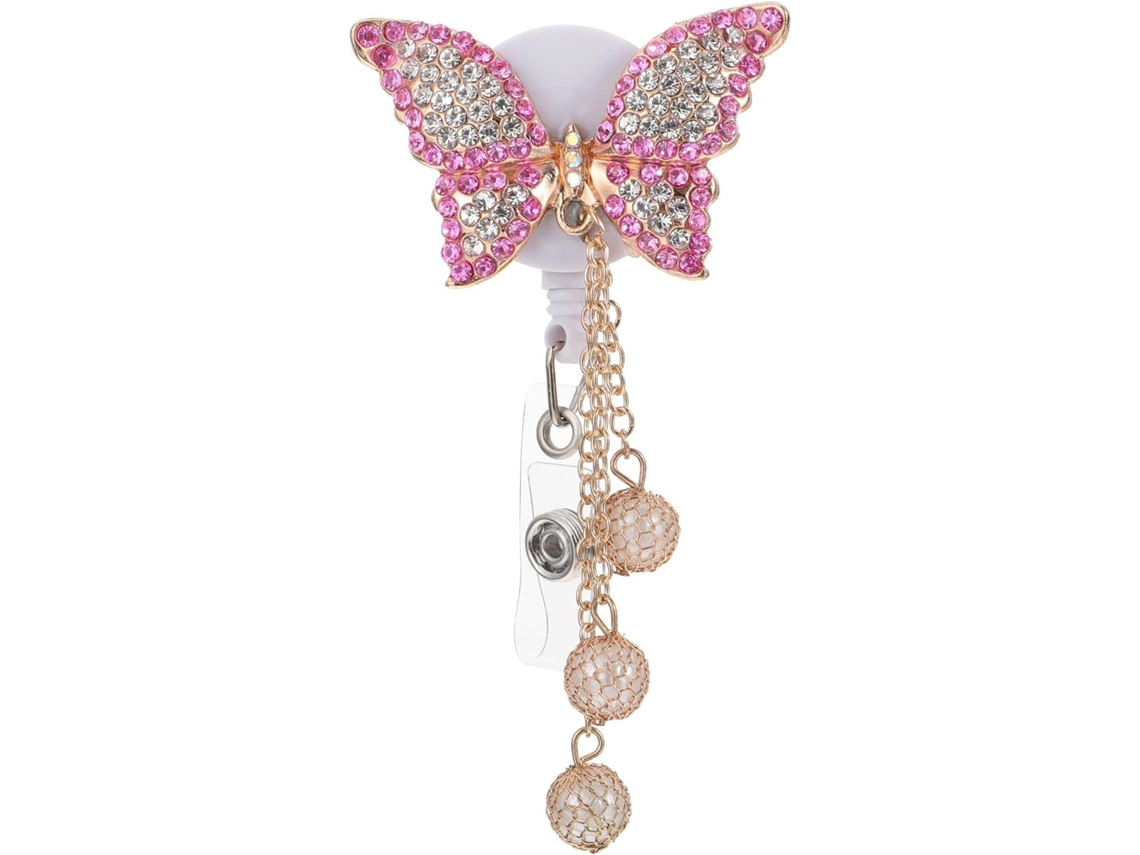 Porta-bebê Homoyoyo Nurse Crachá com clipe, design de borboleta com strass e liga metálica, fácil de transportar e