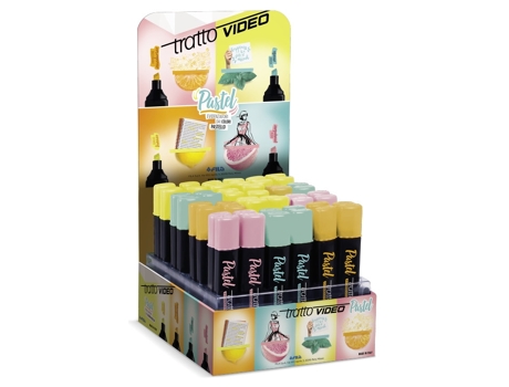 Caneta Marcadora Vídeo Pastel TRATTO Menta Laranja Rosa Amarelo 48 Peças