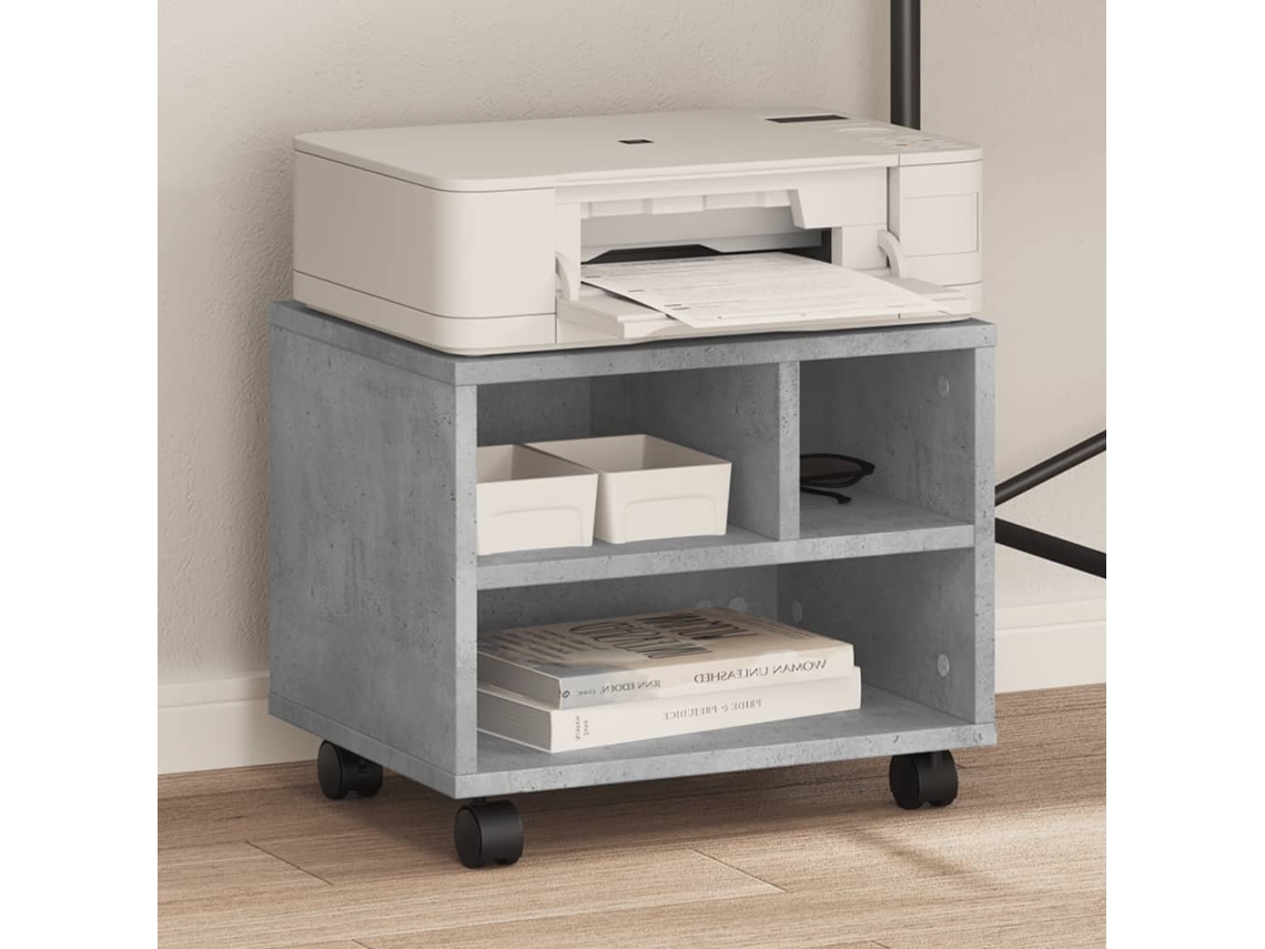 Vidaxl Suporte Para Impressora Com Rodas 41x32x34,5 Cm Cinza Cimento