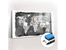 Quadro De Vidro Magnético Mapa-múndi Retro Para O Quarto Das Crianças Espelharte (120x60 Cm)