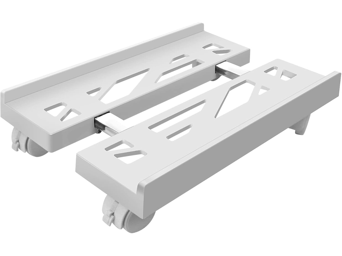 Suporte Portátil Ajustável Para Computador De Secretária Tommy01 Com Orifícios De Ventilação E 4 Rodas, Branco.