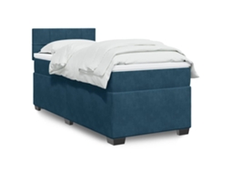 Vidaxl Cama Com Molas/colchão 90x190 Cm Veludo Azul-escuro
