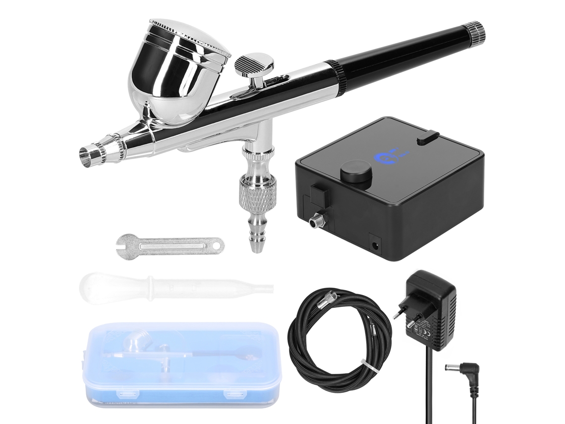 Kit profissional de compressor de ar e aerógrafo de 0,3 mm, bomba de ar de até 36 psi para modelismo e pintura faça-você-mesmo.