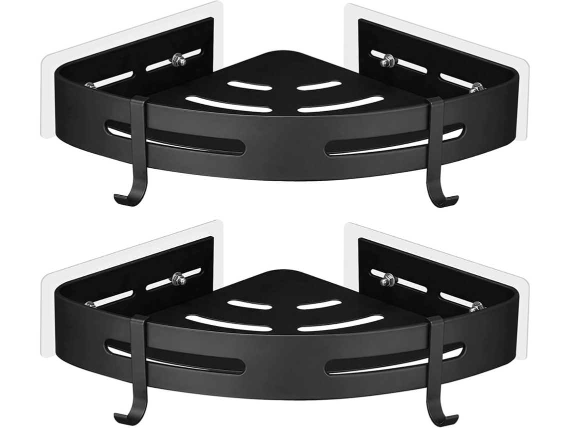 Conjunto De 2-prateleiras Triangulares, Organizador De Parede Sem Furos, Borda Preta, Design De Nível Duplo, Ferramentas