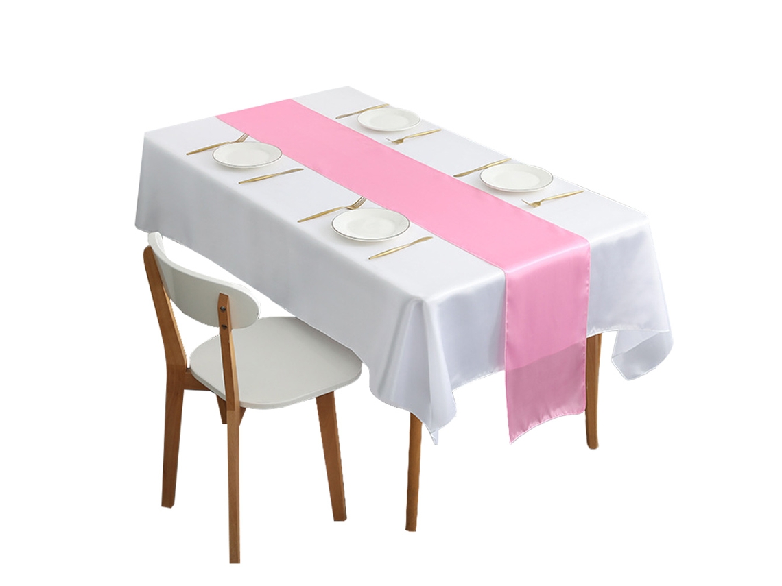 Caminho de Mesa de Cetim com 10 Unidades de 12 X 108 Polegadas para Decorações Retangulares e de Mesa Redonda Rosa Escuro