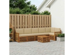 Vidaxl Conjunto De Sofá Sectional Com Almofada 6 Pcs Natural
