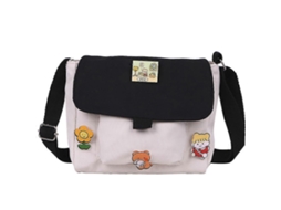 Bolsas De Compras Femininas, Bolsa De Lona Com Estampa Kawaii Fofa, Para Lazer, Para Compras Diárias, Transversal, Bolsa De Ombro, Nova, Preta