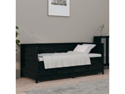 Vidaxl Sofá-cama 75x190 Cm Madeira De Pinho Maciça Preto