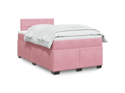 Vidaxl Cama Boxspring Com Colchão 120x190 Cm Veludo Rosa