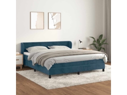 Vidaxl Cama Com Molas/colchão 180x200 Cm Veludo Azul-escuro