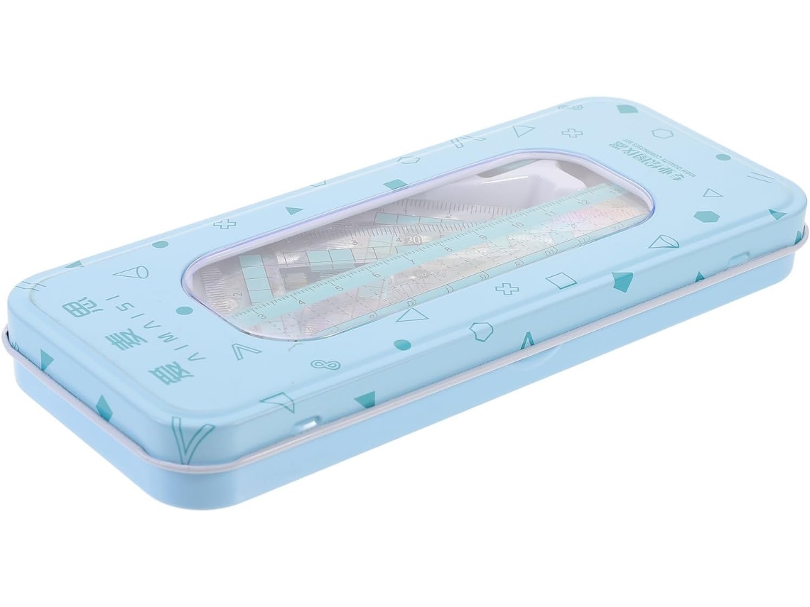 Régua triangular profissional e conjunto de transferência, compasso de mesa, plástico e ferro, superfície lisa para