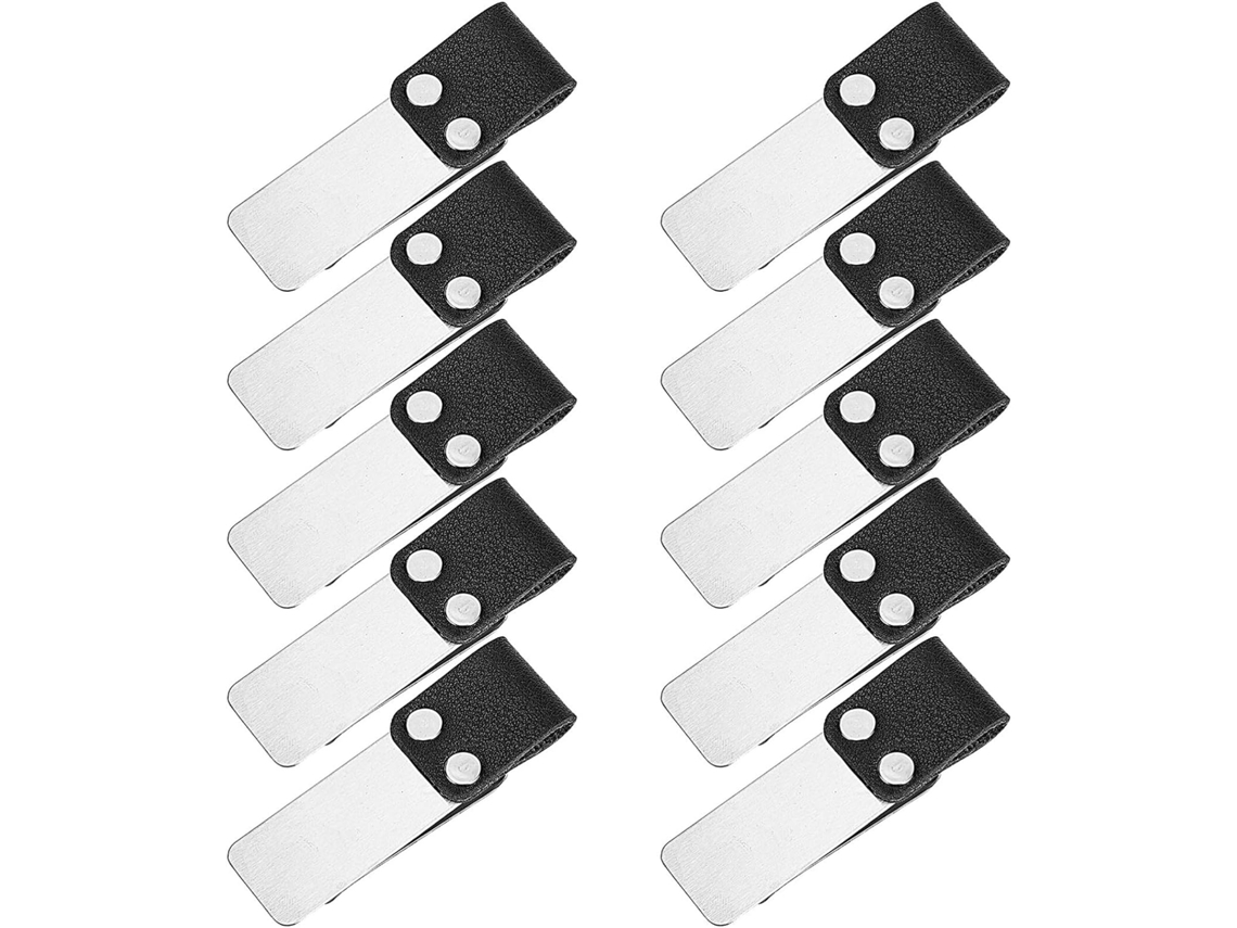 Conjunto de 10 clipes retrô de metal para anotações em aço inoxidável, design simples para organizar contas e documentos.
